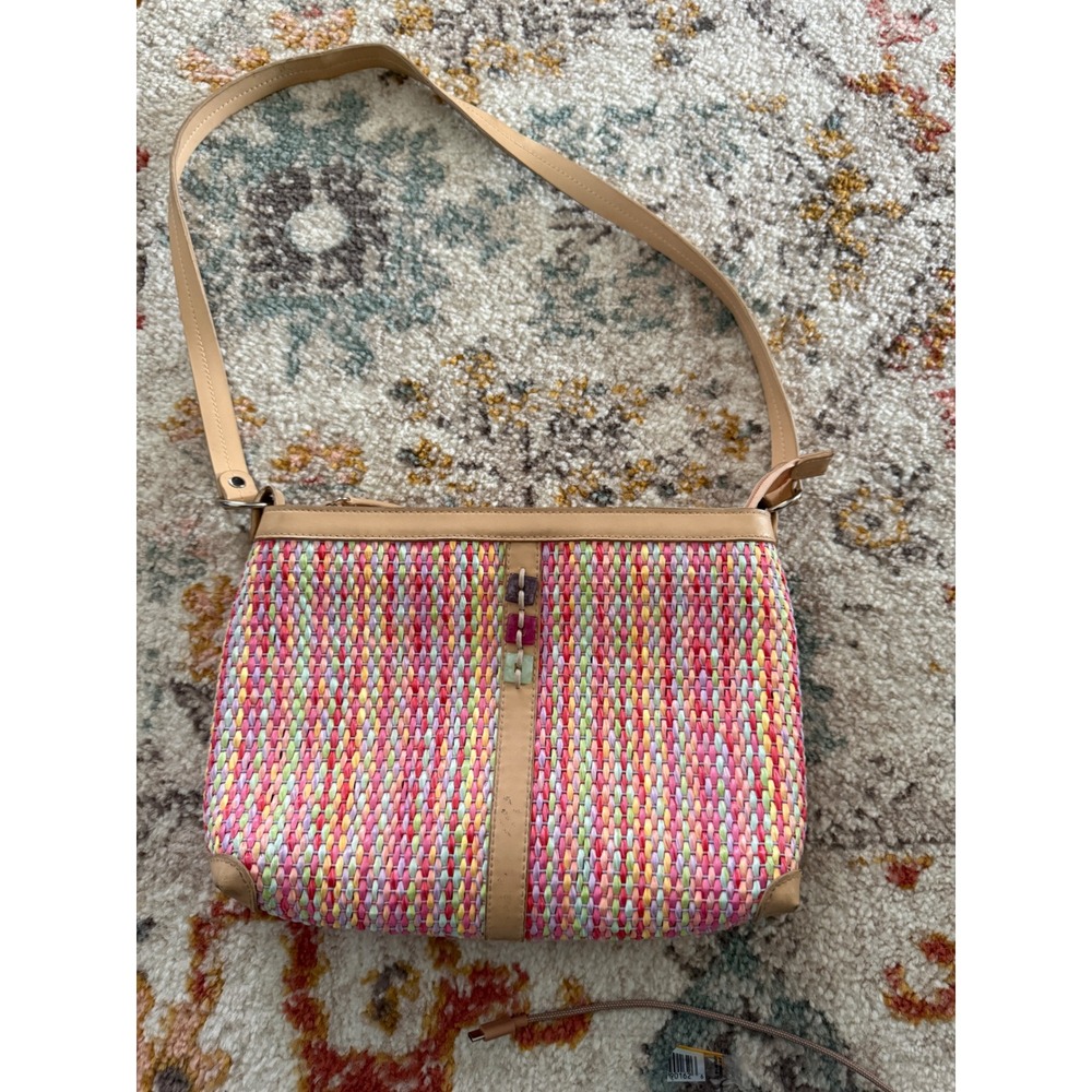 Ego Woven Multi Color‎ Pastel Shoulder Bag Handbag Pink Multi Summer Beach